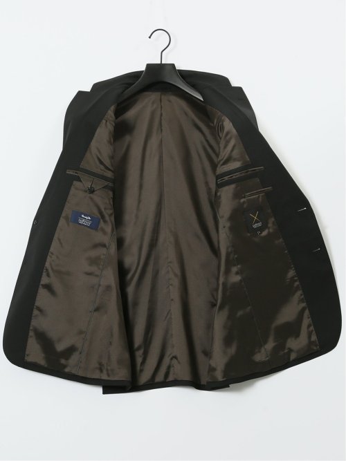 マルゾット ウール混 レギュラーフィット 2ボタン2ピーススーツ シャドーストライプ黒(セットアップ可能)