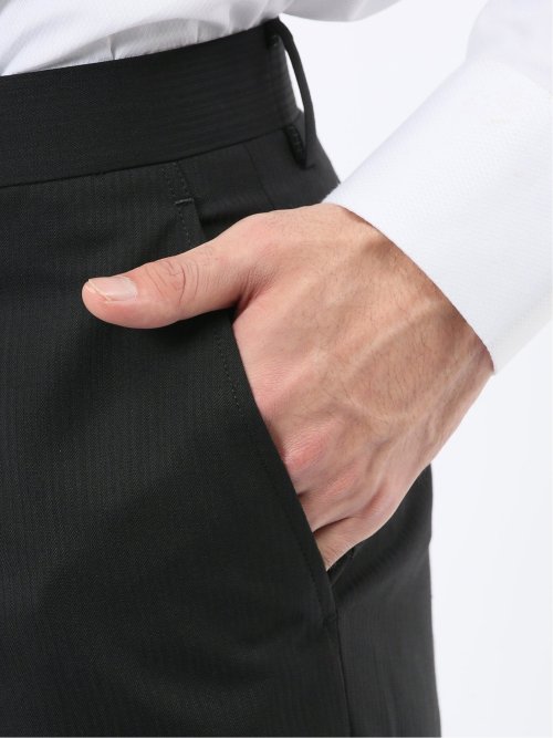 マルゾット ウール混 レギュラーフィット 2ボタン2ピーススーツ シャドーストライプ黒(セットアップ可能)