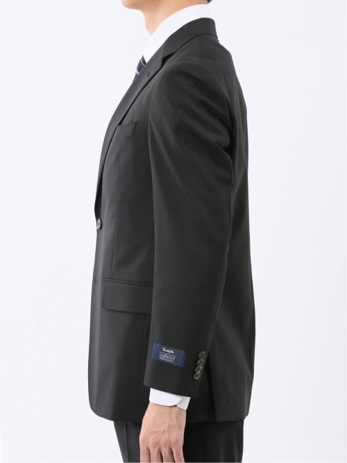 マルゾット ウール混 レギュラーフィット 2ボタン2ピーススーツ シャドーストライプ黒(セットアップ可能)