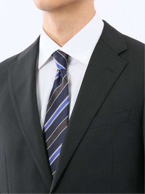 マルゾット ウール混 レギュラーフィット 2ボタン2ピーススーツ シャドーストライプ黒(セットアップ可能)