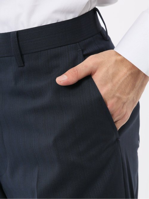 マルゾット ウール混 レギュラーフィット 2ボタン2ピーススーツ シャドーストライプ紺(セットアップ可能)