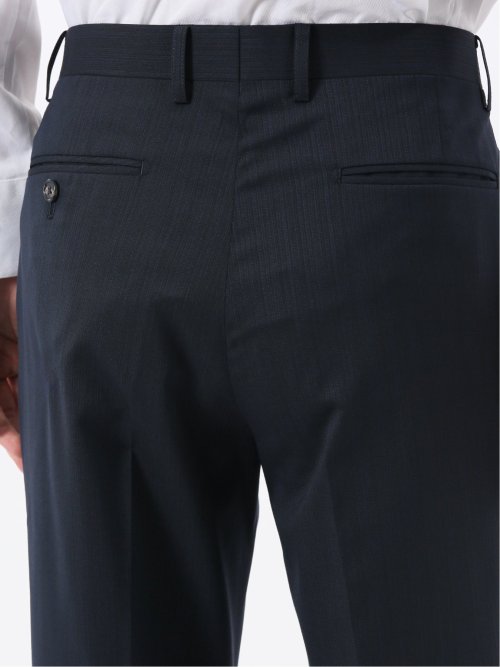 マルゾット ウール混 レギュラーフィット 2ボタン2ピーススーツ シャドーストライプ紺(セットアップ可能)