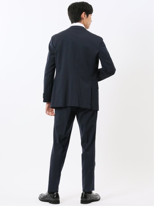 マルゾット ウール混 レギュラーフィット 2ボタン2ピーススーツ シャドーストライプ紺(セットアップ可能)