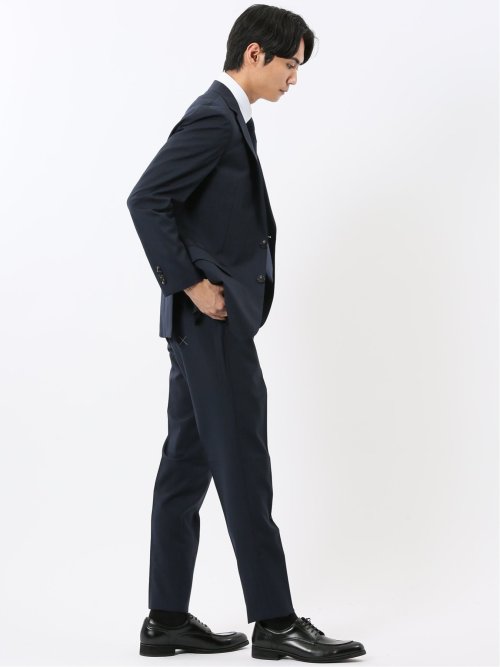 マルゾット ウール混 レギュラーフィット 2ボタン2ピーススーツ シャドーストライプ紺(セットアップ可能)