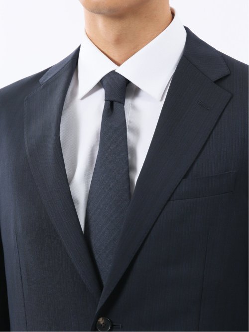 マルゾット ウール混 レギュラーフィット 2ボタン2ピーススーツ シャドーストライプ紺(セットアップ可能)