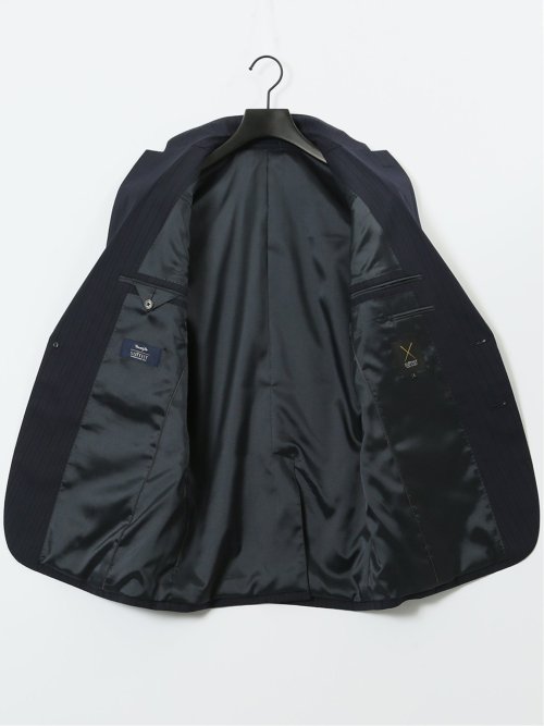 マルゾット ウール混 レギュラーフィット 2ボタン2ピーススーツ ピンストライプ紺(セットアップ可能)