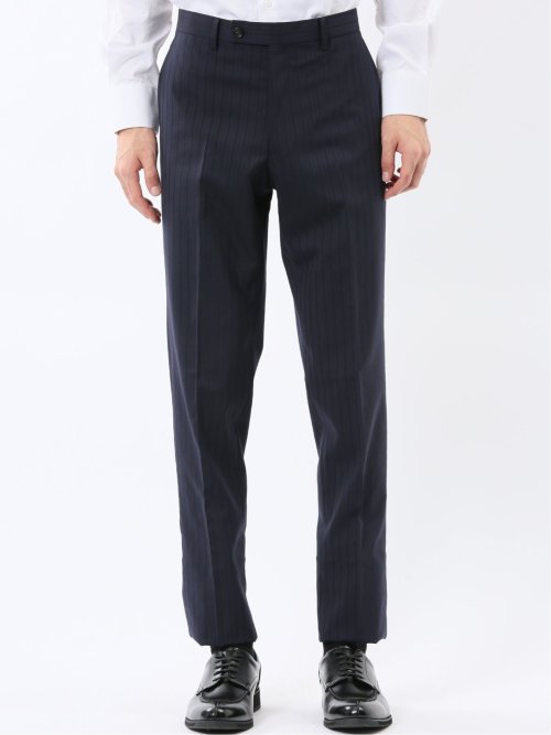 マルゾット ウール混 レギュラーフィット 2ボタン2ピーススーツ ピンストライプ紺(セットアップ可能)