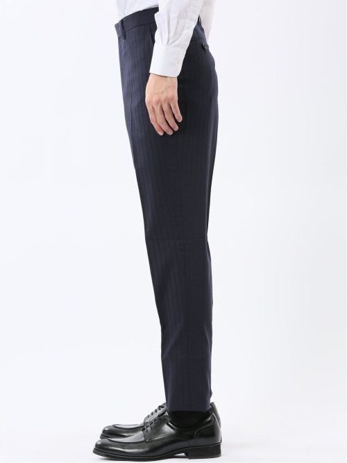 マルゾット ウール混 レギュラーフィット 2ボタン2ピーススーツ ピンストライプ紺(セットアップ可能)