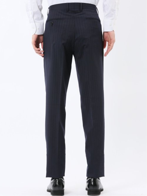 マルゾット ウール混 レギュラーフィット 2ボタン2ピーススーツ ピンストライプ紺(セットアップ可能)