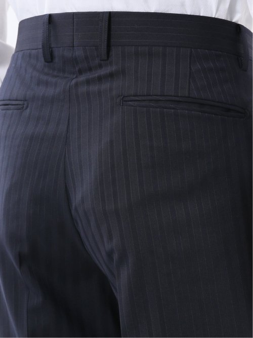 マルゾット ウール混 レギュラーフィット 2ボタン2ピーススーツ ピンストライプ紺(セットアップ可能)