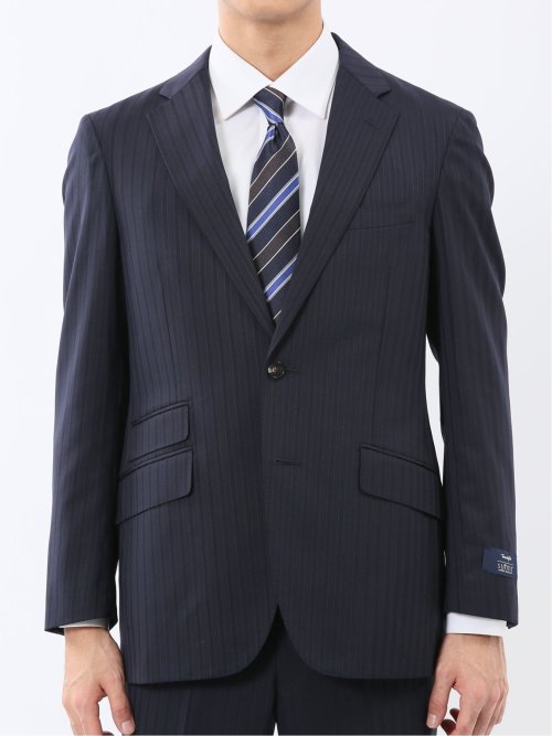 マルゾット ウール混 レギュラーフィット 2ボタン2ピーススーツ ピンストライプ紺(セットアップ可能)