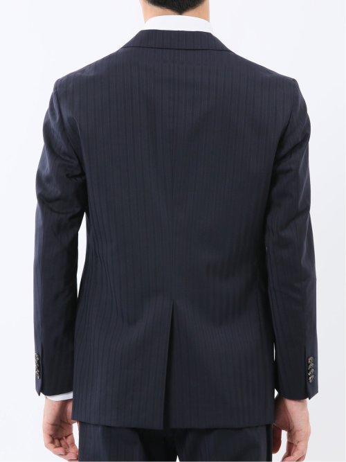 マルゾット ウール混 レギュラーフィット 2ボタン2ピーススーツ ピンストライプ紺(セットアップ可能)