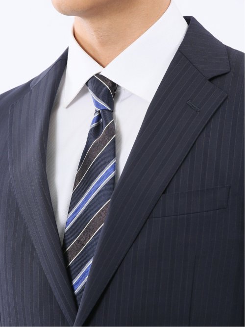 マルゾット ウール混 レギュラーフィット 2ボタン2ピーススーツ ピンストライプ紺(セットアップ可能)