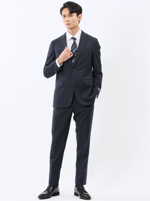 【極美品】伊製生地　マルゾット　スリーピース　ブルー　ストライプ　M　タカキュー スーツ・ビジネススーツ (メンズ・レディース)｜TAKA-Q / タカキュー