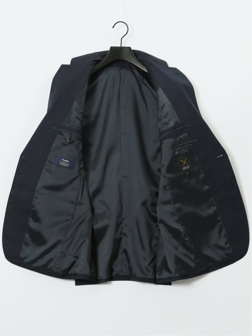 マルゾット ウール レギュラーフィット 2ボタン2ピーススーツ ストライプ紺(セットアップ可能)