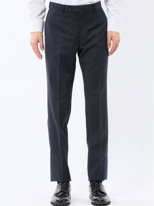 マルゾット ウール レギュラーフィット 2ボタン2ピーススーツ ストライプ紺(セットアップ可能)