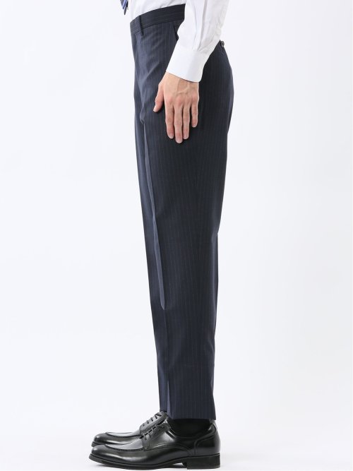 マルゾット ウール レギュラーフィット 2ボタン2ピーススーツ ストライプ紺(セットアップ可能)