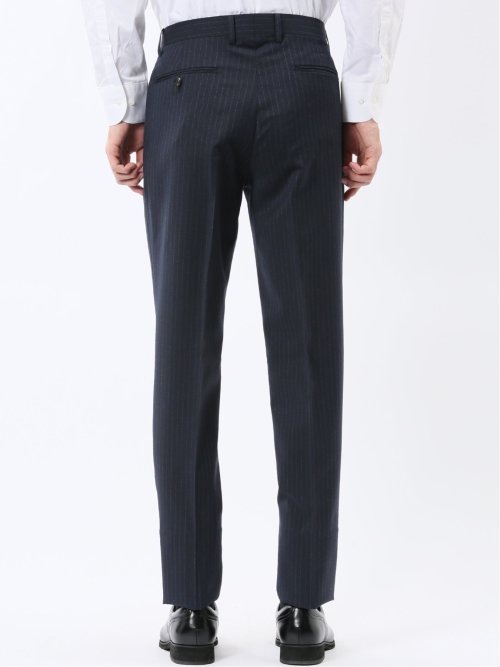 マルゾット ウール レギュラーフィット 2ボタン2ピーススーツ ストライプ紺(セットアップ可能)