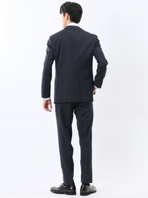 マルゾット ウール レギュラーフィット 2ボタン2ピーススーツ ストライプ紺(セットアップ可能)