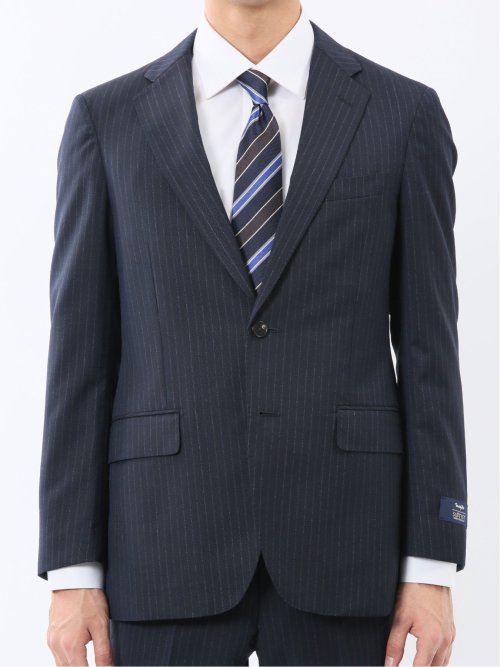 マルゾット ウール レギュラーフィット 2ボタン2ピーススーツ ストライプ紺(セットアップ可能)