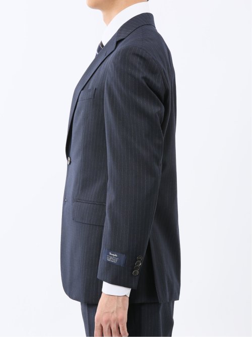 マルゾット ウール レギュラーフィット 2ボタン2ピーススーツ ストライプ紺(セットアップ可能)