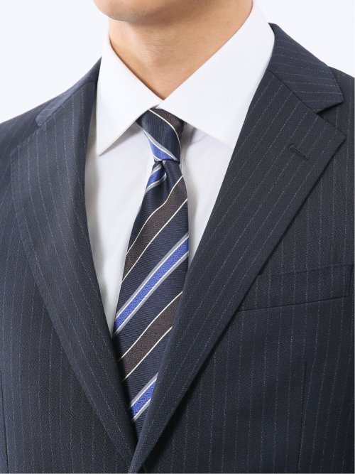 マルゾット ウール レギュラーフィット 2ボタン2ピーススーツ ストライプ紺(セットアップ可能)