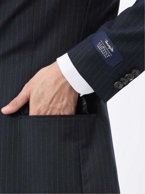 マルゾット ウール レギュラーフィット 2ボタン2ピーススーツ ストライプ紺(セットアップ可能)