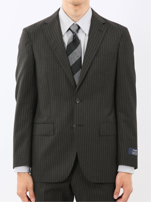 マルゾット ウール レギュラーフィット 2ボタン2ピーススーツ ストライプ黒(セットアップ可能)