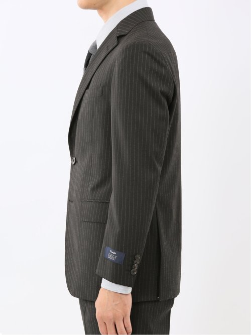 マルゾット ウール レギュラーフィット 2ボタン2ピーススーツ ストライプ黒(セットアップ可能)
