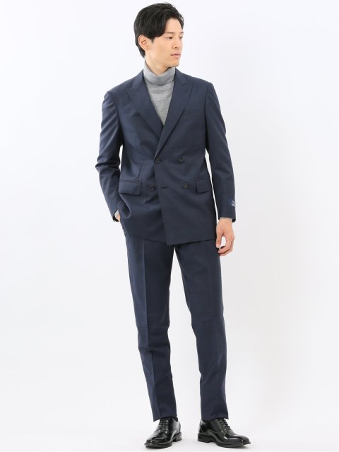 マルゾット ウール レギュラーフィット 2ボタン2ピーススーツ チェック青