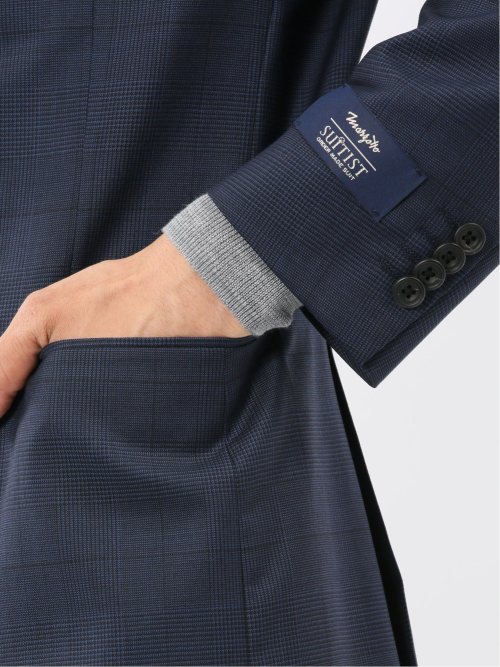 マルゾット ウール レギュラーフィット 2ボタン2ピーススーツ チェック青