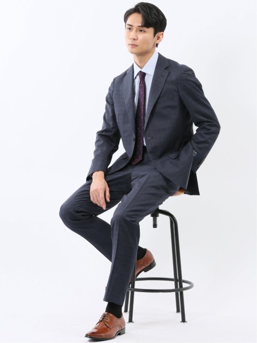 マルゾット ウール レギュラーフィット 2ボタン2ピーススーツ チェック青(セットアップ可能)