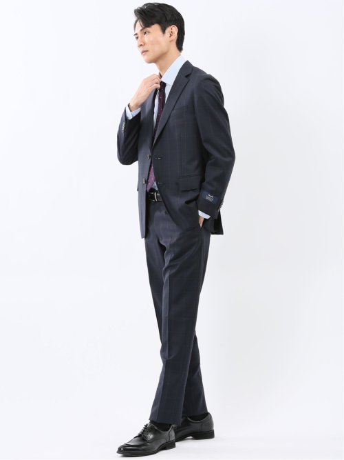 マルゾット ウール レギュラーフィット 2ボタン2ピーススーツ ウィンドペン紺(セットアップ可能)