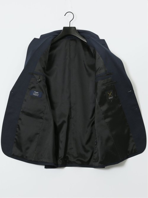 マルゾット ウール混 レギュラーフィット 2ボタン2ピーススーツ チェック紺(セットアップ可能)