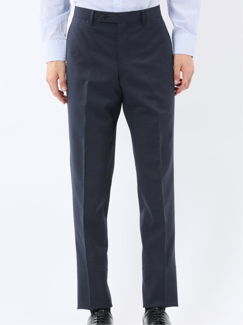 マルゾット ウール混 レギュラーフィット 2ボタン2ピーススーツ チェック紺(セットアップ可能)