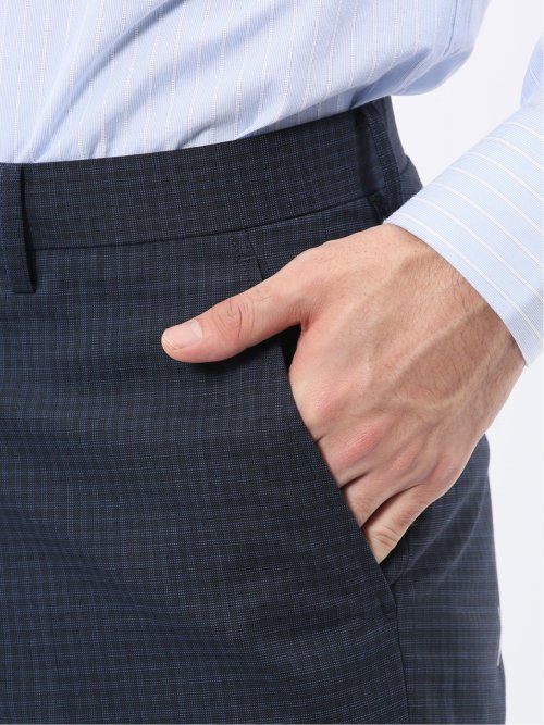 マルゾット ウール混 レギュラーフィット 2ボタン2ピーススーツ チェック紺(セットアップ可能)