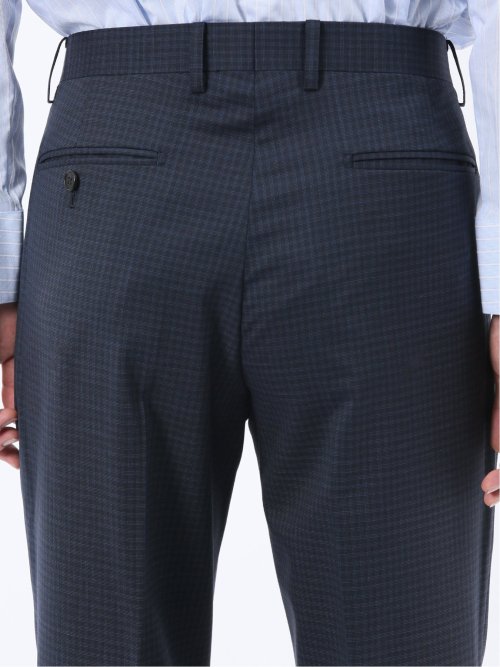 マルゾット ウール混 レギュラーフィット 2ボタン2ピーススーツ チェック紺(セットアップ可能)