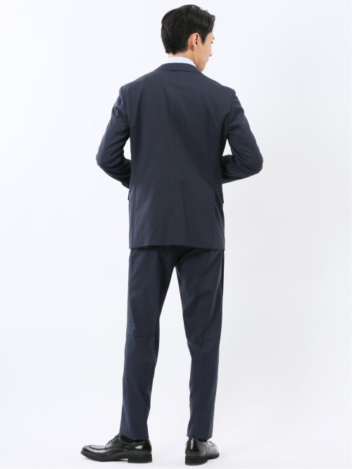 マルゾット ウール混 レギュラーフィット 2ボタン2ピーススーツ チェック紺(セットアップ可能)