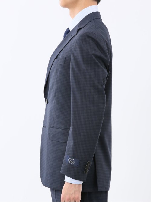 マルゾット ウール混 レギュラーフィット 2ボタン2ピーススーツ チェック紺(セットアップ可能)