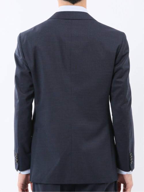 マルゾット ウール混 レギュラーフィット 2ボタン2ピーススーツ チェック紺(セットアップ可能)