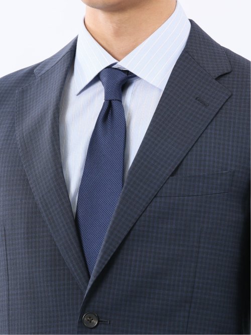 マルゾット ウール混 レギュラーフィット 2ボタン2ピーススーツ チェック紺(セットアップ可能)