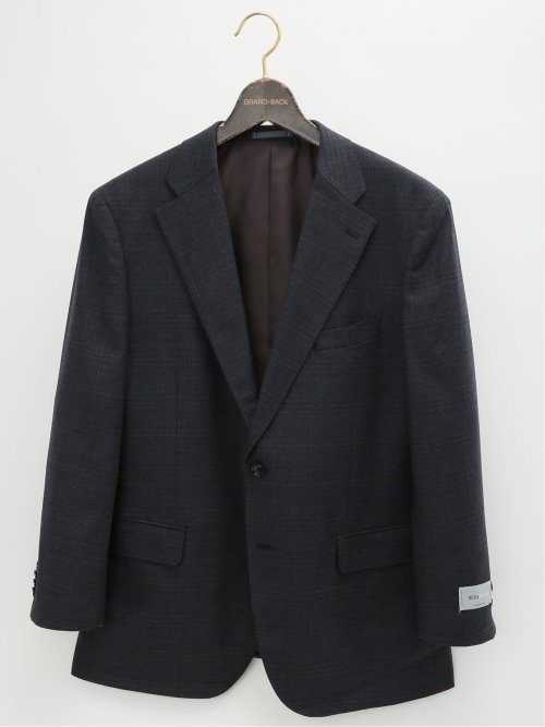【大きいサイズ】グランバック/GRAND-BACK ウール混 2ボタン2ピーススーツ 千鳥グレー