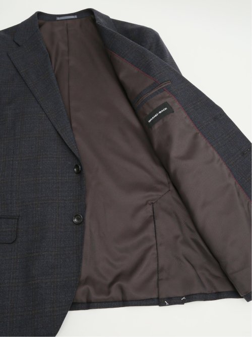 【大きいサイズ】グランバック/GRAND-BACK ウール混 2ボタン2ピーススーツ 千鳥グレー