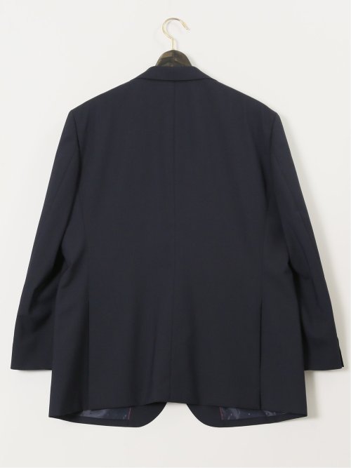 【大きいサイズ】グランバック/GRAND-BACK ウール混 2ボタン2ピーススーツ 地柄紺