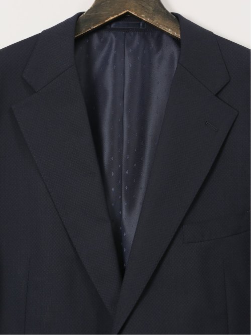 【大きいサイズ】グランバック/GRAND-BACK ウール混 2ボタン2ピーススーツ 地柄紺