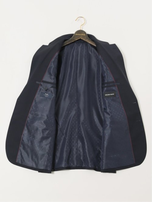 【大きいサイズ】グランバック/GRAND-BACK ウール混 2ボタン2ピーススーツ 地柄紺