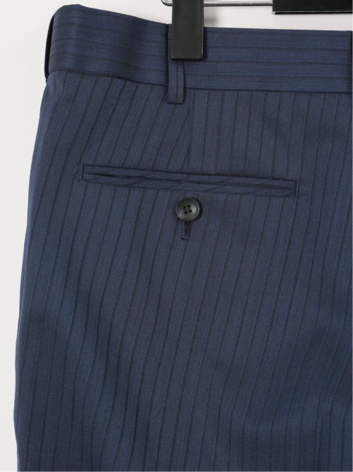 【大きいサイズ】グランバック/GRAND-BACK ウール混 2ボタン2ピーススーツ ストライプ青