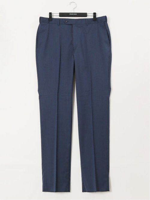 【大きいサイズ】グランバック/GRAND-BACK ウール混 2ボタン2ピーススーツ ストライプ青