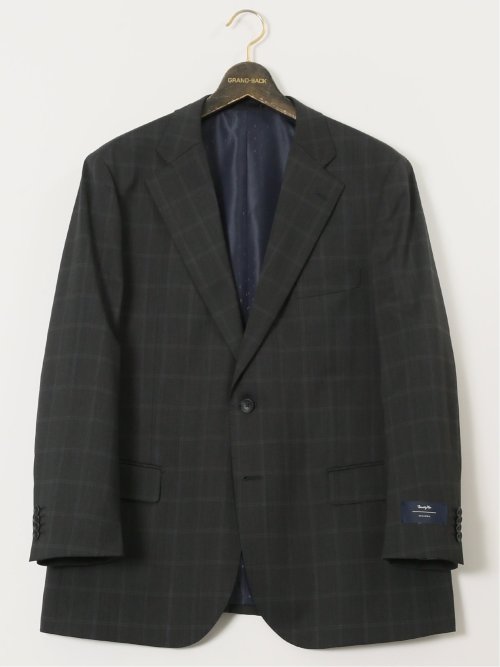 【大きいサイズ】グランバック/GRAND-BACK ウール混 2ボタン2ピーススーツ チェックグレー