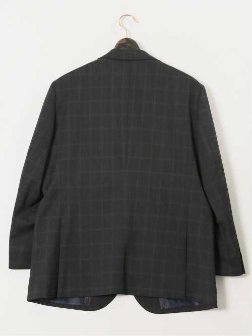 【大きいサイズ】グランバック/GRAND-BACK ウール混 2ボタン2ピーススーツ チェックグレー